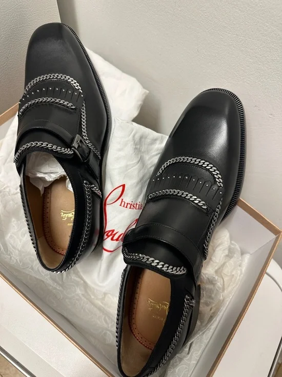 Christian Louboutin MONKOCHAIN Single-Monk strap Leather Chain Loafers (Men : 9) - Picture 11 of 17